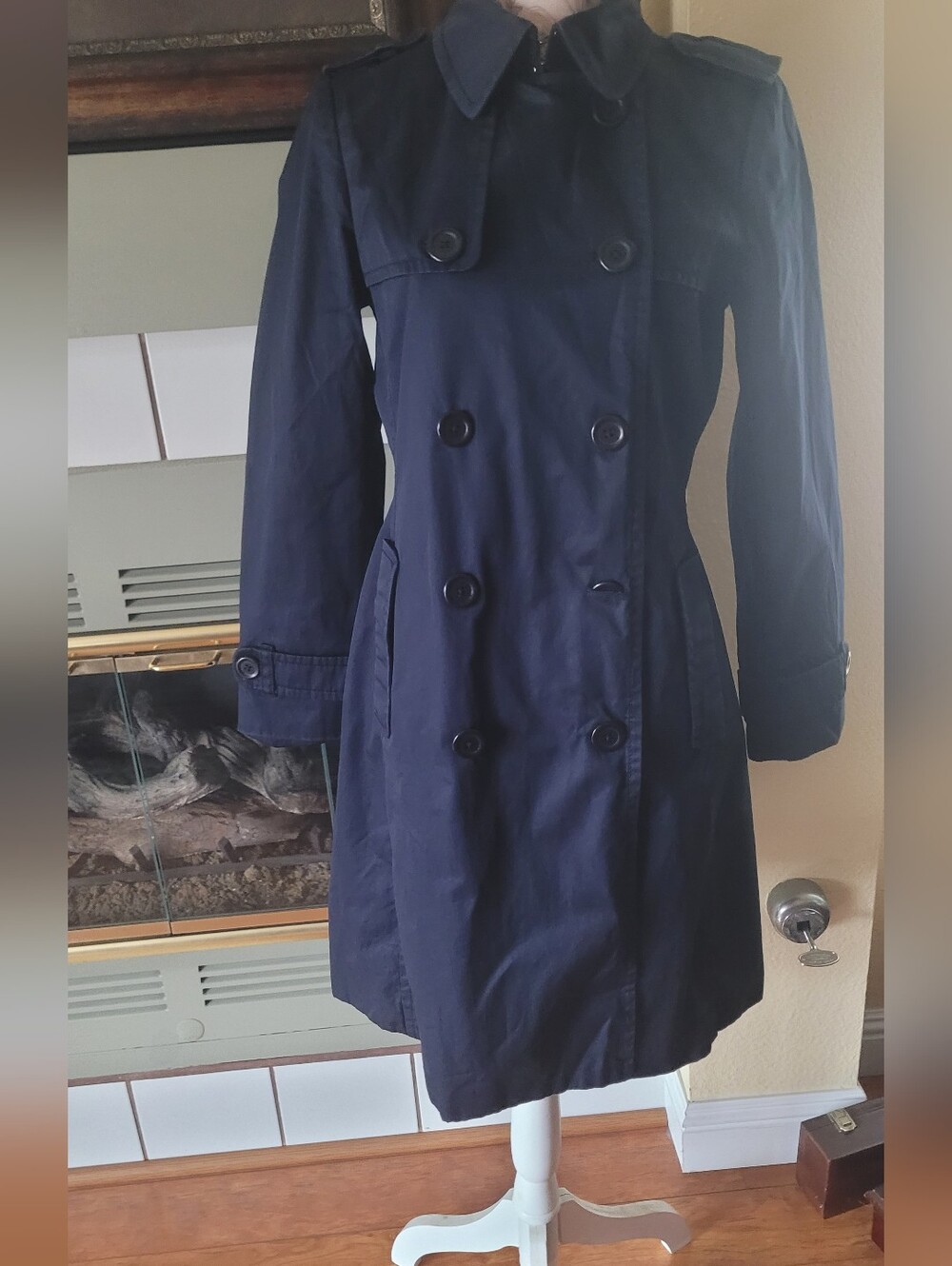 Banana Republic Navy Double-Breasted Trench Coat